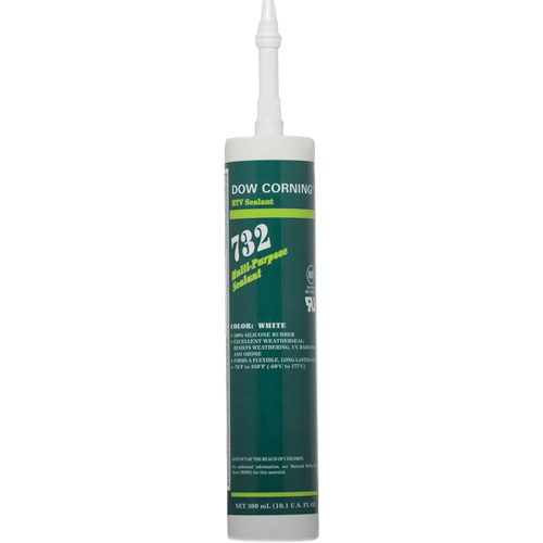 Scellant polyvalent &agrave; base de silicone Dowsil 732, 300 ml, Cartouche, Blanc Helyx Safety & Industrial Supplies