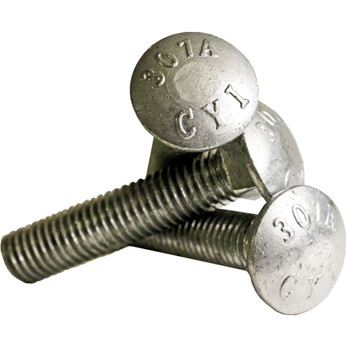 Carriage Bolt Full thread, 5/16" x 2-1/2" L, Galvanized, Coarse Helyx Safety & Industrial Supplies