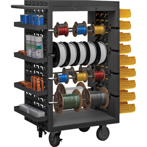 8 Rod Mobile Wire Spool Rack, Steel, 8 Rod, 18-1/8" W x 46-1/16" H x 32-1/4" D, 1200 lbs. Capacity Helyx Safety & Industrial Supplies