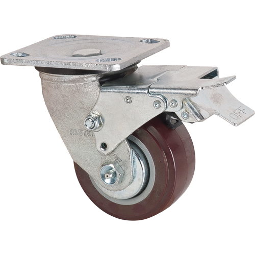 Roulette, Pivotant avec frein, 4" (101,6 mm), Polyur&eacute;thane,  Helyx Safety & Industrial Supplies