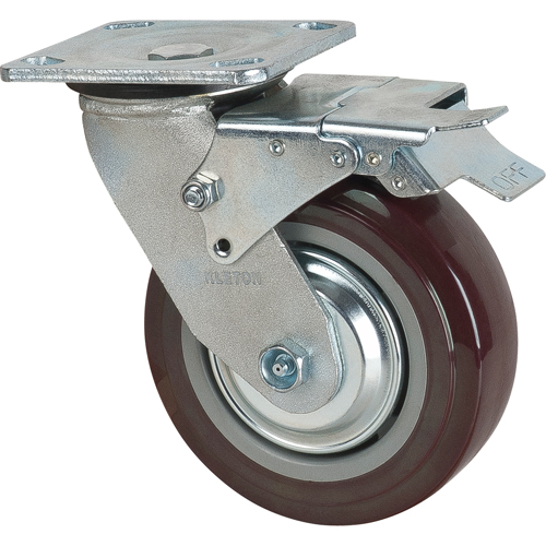 Roulette, Pivotant avec frein, 6" (152,4 mm), Polyur&eacute;thane, 850 lb (385 kg) Helyx Safety & Industrial Supplies