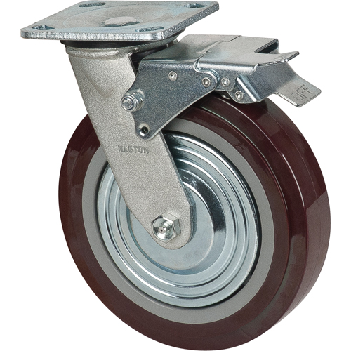 Roulette, Pivotant avec frein, 8" (203,2 mm), Polyur&eacute;thane, 1000 lb (453,6 kg) Helyx Safety & Industrial Supplies