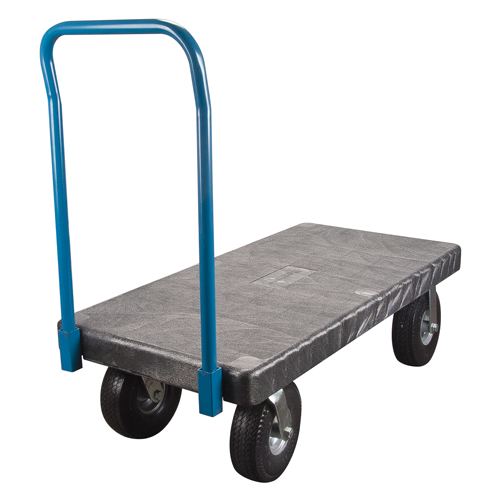 Plastic Platform Truck, 48" L x 24" W, 1200 lbs. Cap., Pneumatic Wheels Helyx Safety & Industrial Supplies