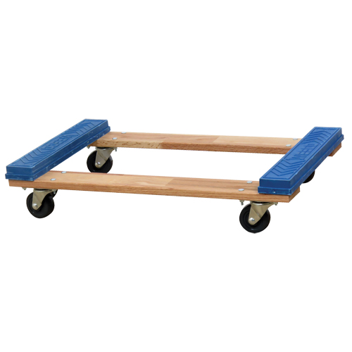 Open Deck Rubber Ends Dolly, Wood Frame, 18" W x 30" D x 6" H, 900 lbs. Capacity Helyx Safety & Industrial Supplies