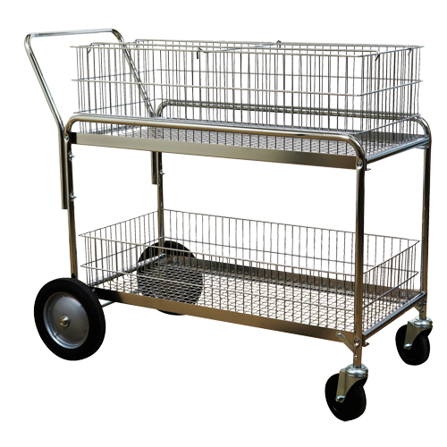 Chariot de bureau en treillis m&eacute;tallique pour le courrier, 250 lb Capacit&eacute;, Chrome, 23-3/4" p x 43" la x 38-1/2" h, Chrom&eacute; Helyx Safety & Industrial Supplies