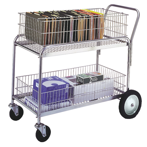 Chariot de bureau en treillis m&eacute;tallique pour le courrier, 250 lb Capacit&eacute;, Chrome, 23-3/4" p x 43" la x 38-1/2" h, Chrom&eacute; Helyx Safety & Industrial Supplies