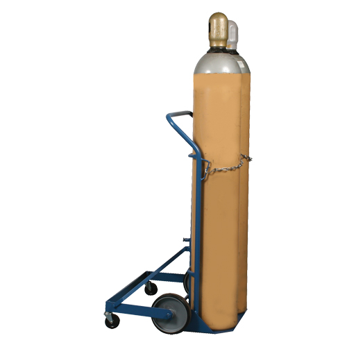 Professional Double Gas Cylinder Truck CC-2, Mold-on Rubber Wheels, 16-7/8" W x 7-1/4" L Base, 500 lbs. Helyx Safety & Industrial Supplies