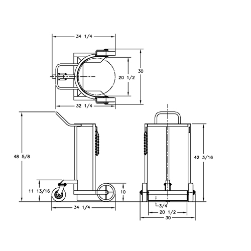 Grand chariot LCC pour bouteille de gaz liquide, Roues Polyur&eacute;thane, Base de 20" la x 20" p, 1000 lb Helyx Safety & Industrial Supplies