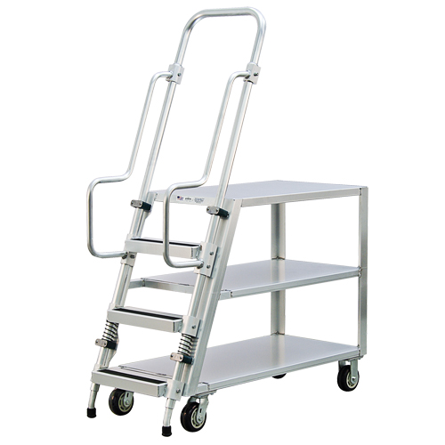 Chariot de pr&eacute;paration en aluminium avec &eacute;chelle, Aluminium, 22" la x 51-1/2" p, 3 tablettes, Capacit&eacute; 800 lb Helyx Safety & Industrial Supplies