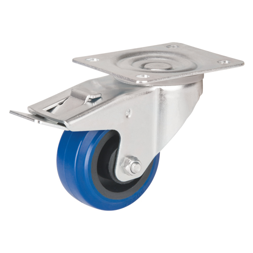 Roulette bleue, Pivotant avec frein, 3" (76 mm), Caoutchouc, 285 lb (129 kg) Helyx Safety & Industrial Supplies