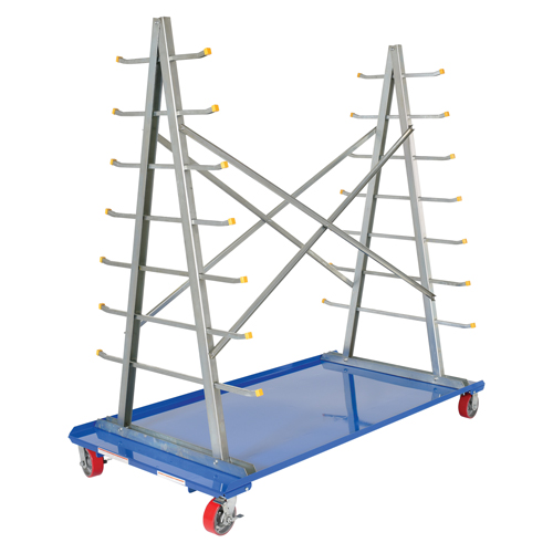 A-Frame Bar & Pipe Cart, Steel, 36-3/4" W x 73-3/4" D x 72-1/2" H, 2000 lbs. Capacity Helyx Safety & Industrial Supplies