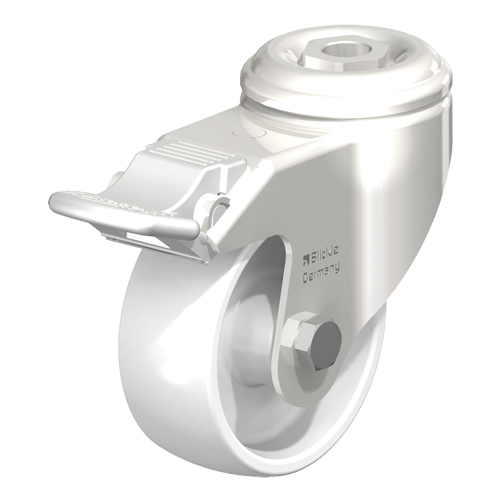 Impact-Resistant Nylon Caster, Swivel with Brake, 4" (102 mm) Dia., 265 lbs. (120 kg.) Capacity Helyx Safety & Industrial Supplies