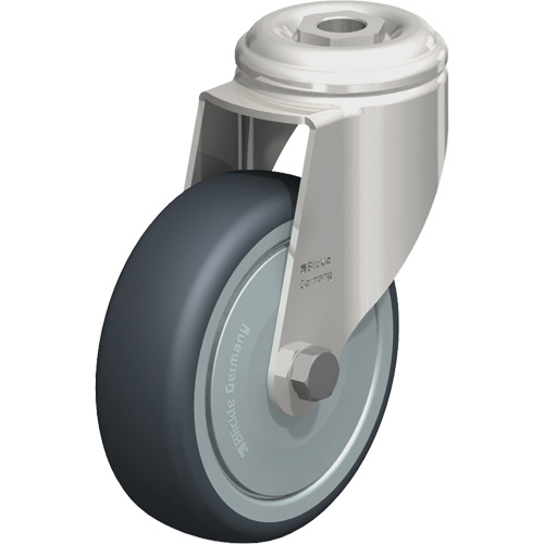 Stainless Steel Thermoplastic Elastomer Caster, Swivel, 4" (102 mm) Dia., 240 lbs. (108 kg.) Capacity Helyx Safety & Industrial Supplies