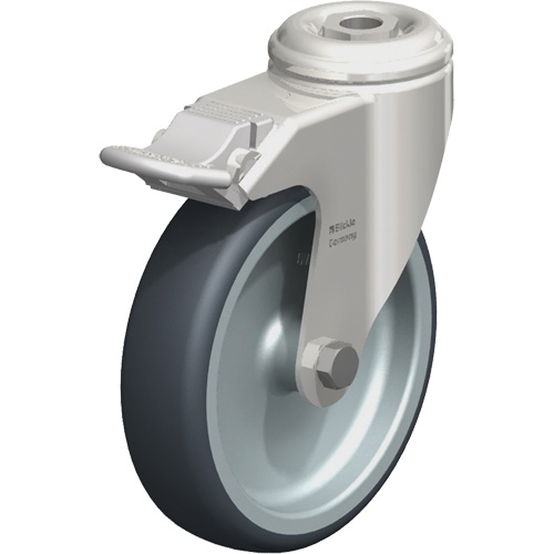 Stainless Steel Thermoplastic Elastomer Caster, Swivel with Brake, 5" (127 mm) Dia., 265 lbs. (120 kg.) Capacity Helyx Safety & Industrial Supplies