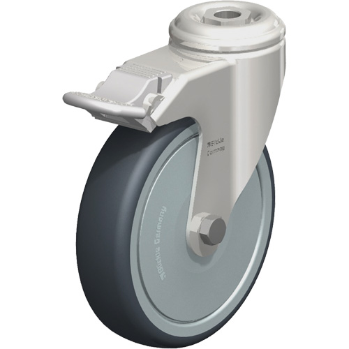 Stainless Steel Thermoplastic Elastomer Caster, Swivel with Brake, 5" (127 mm) Dia., 265 lbs. (120 kg.) Capacity Helyx Safety & Industrial Supplies