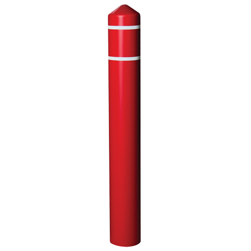 Smooth Bollard Cover With Reflective Stripes, 4" Dia. x 56" L, Red Helyx Safety & Industrial Supplies