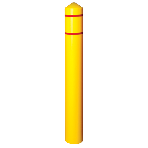 Smooth Bollard Cover With Reflective Stripes, 4" Dia. x 56" L, Yellow Helyx Safety & Industrial Supplies