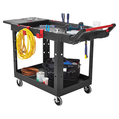 Chariot utilitaire robuste et polyvalent, 2 tiers, 17-3/4" x 36" x 46-1/5", Capacit&eacute; 500 lb Helyx Safety & Industrial Supplies