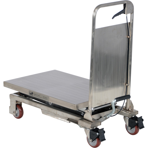 Table &eacute;l&eacute;vatrice hydraulique manuelle &agrave; ciseaux, 27-1/2" lo x 17-3/4" la, Partiellement en acier inoxydable, Capacit&eacute; 220 lb Helyx Safety & Industrial Supplies