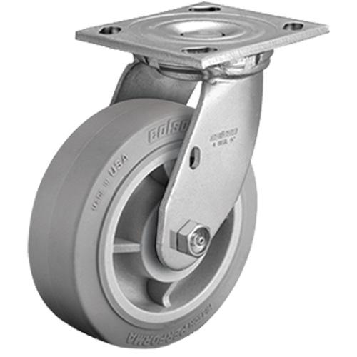 Roulette avec plaque, Pivotant, 4" (101,6 mm), Caoutchouc, 225 lb (102 kg) Helyx Safety & Industrial Supplies