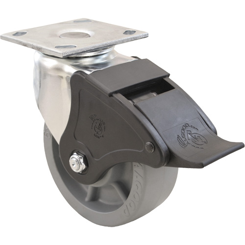 Roulette Emaxx, Pivotant avec frein, 4" (101,6 mm), Envirothane, 1000 lb (453,6 kg) Helyx Safety & Industrial Supplies