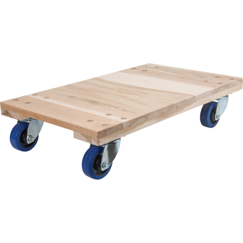 Heavy-Duty Solid Wood Dollies, Rubber Wheels, 1400 lbs. Capacity, 18" W x 30" D x 7" H Helyx Safety & Industrial Supplies