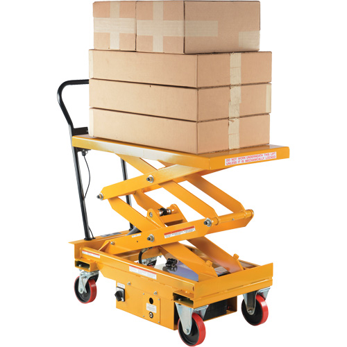 DC Powered Hydraulic Scissor Lift Elevating Cart, Steel, 39-3/4" L x 20-1/2" W, 1000 lbs. Capacity Helyx Safety & Industrial Supplies