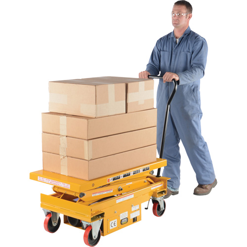 DC Powered Hydraulic Scissor Lift Elevating Cart, Steel, 39-3/4" L x 20-1/2" W, 1000 lbs. Capacity Helyx Safety & Industrial Supplies