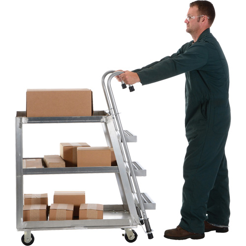 Chariot de pr&eacute;l&egrave;vement de stock, Aluminium, 21-7/8" la x 40" p, 3 tablettes, Capacit&eacute; 660 lb Helyx Safety & Industrial Supplies