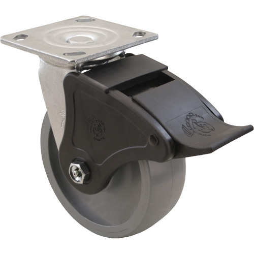 Roulette Max9, Pivotant, 6" (152,4 mm), Gris-WOW Envirothane, 1100 lb (498,95 kg) Helyx Safety & Industrial Supplies