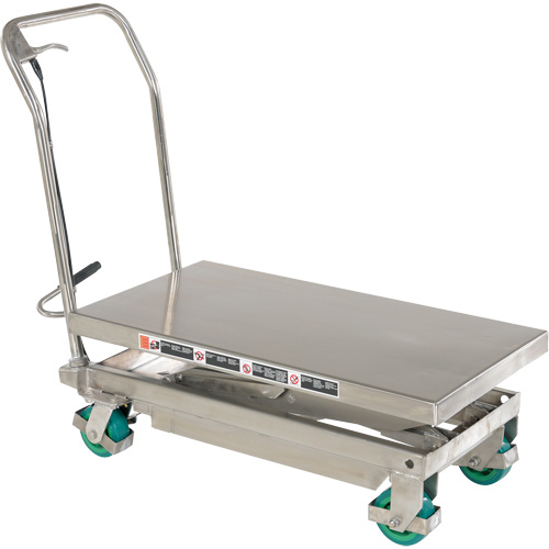 Table &eacute;l&eacute;vatrice hydraulique manuelle &agrave; ciseaux, 36-1/4" lo x 19-3/8" la, Acier inoxydable, Capacit&eacute; 600 lb Helyx Safety & Industrial Supplies