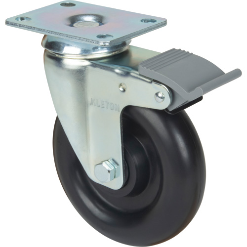 Caster, Swivel with Brake, 5" (127 mm), Polyolefin, 250 lbs. (113.4 kg) Helyx Safety & Industrial Supplies