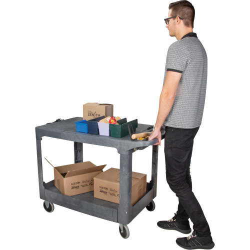 Flat-Shelf Utility Service Cart, 2 Tiers, 25-1/4" x 32-1/4" x 44", 550 lbs. Capacity Helyx Safety & Industrial Supplies