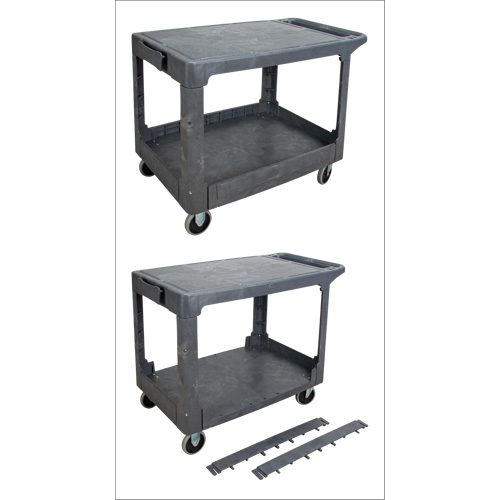 Flat-Shelf Utility Service Cart, 2 Tiers, 25-1/4" x 32-1/4" x 44", 550 lbs. Capacity Helyx Safety & Industrial Supplies