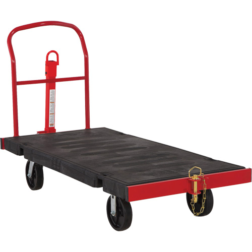 Chariot &agrave; plate-forme remorquable, 64-1/4" lo x 30-1/2" la, 2500 lb cap, Roues Polyol&eacute;fine Helyx Safety & Industrial Supplies