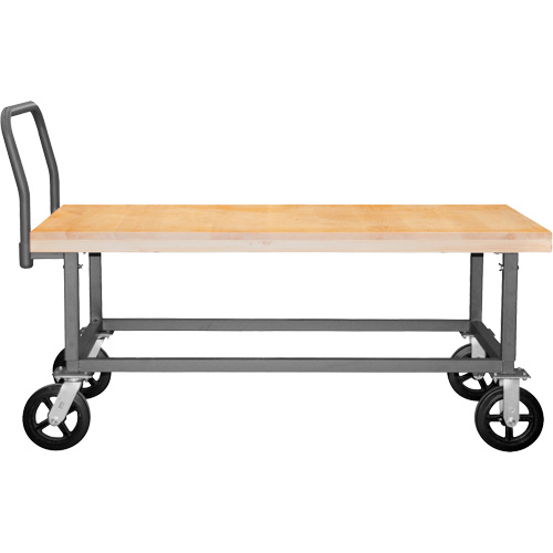 Adjustable Wood Deck Platform Truck, 48" L x 24" W, 1800 lbs. Capacity, Mold-on Rubber Casters Helyx Safety & Industrial Supplies