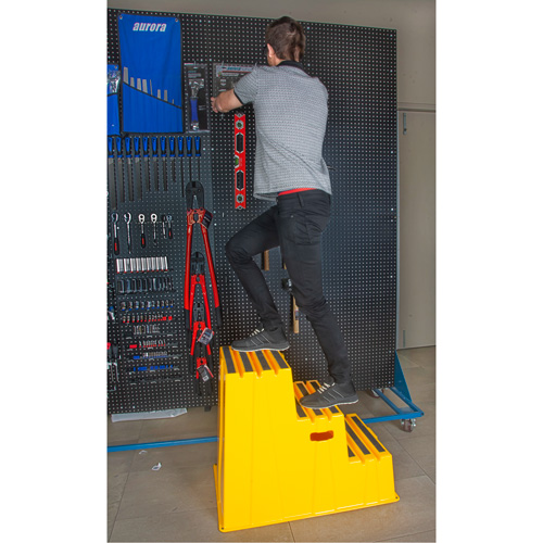 Industrial Step Stool, 3 Steps, 34-13/16" x 22-7/16" x 28-1/2" High Helyx Safety & Industrial Supplies
