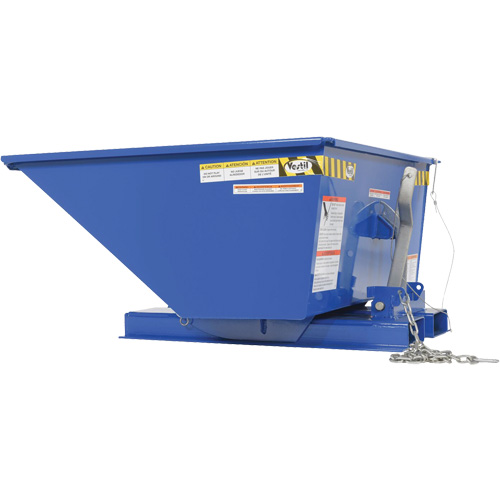 Conteneur autobasculeur en style D &agrave; profil bas, Acier, 1/3 vg³, Bleu Helyx Safety & Industrial Supplies