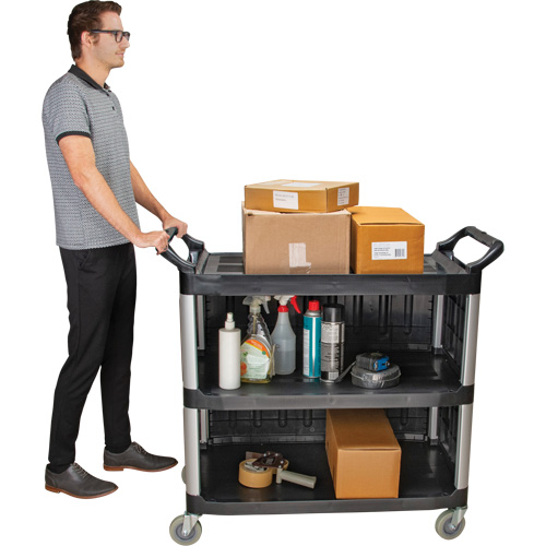 Utility Cart, 3 Tiers, 19-3/4" x 37-1/2" x 40-1/4", 250 lbs. Capacity Helyx Safety & Industrial Supplies