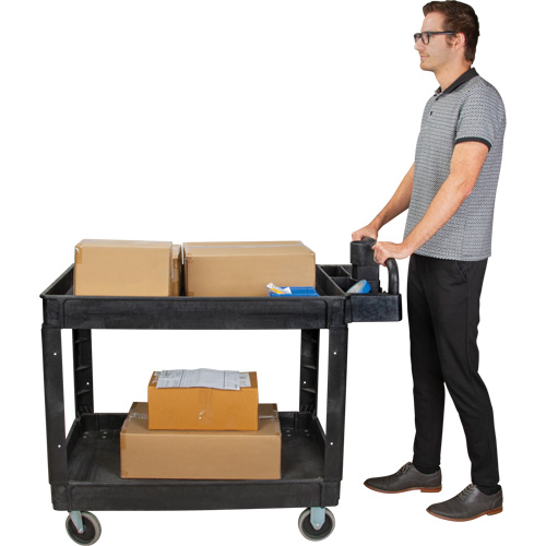 Chariot utilitaire, 2 tiers, 25-5/8" x 33-1/2" x 43-3/4", Capacit&eacute; 550 lb Helyx Safety & Industrial Supplies