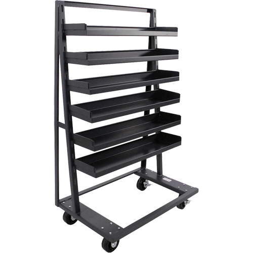 Single-Sided Heavy Duty A-Frame Cart with 6 Lipped Trays, 38" x 25" x 63", 2500 lbs. Capacity Helyx Safety & Industrial Supplies