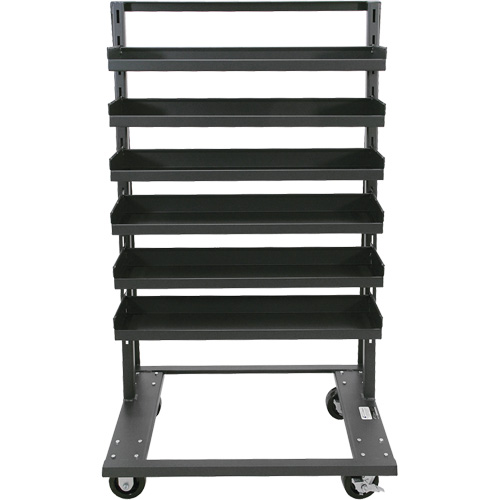 Single-Sided Heavy Duty A-Frame Cart with 6 Lipped Trays, 38" x 25" x 63", 2500 lbs. Capacity Helyx Safety & Industrial Supplies