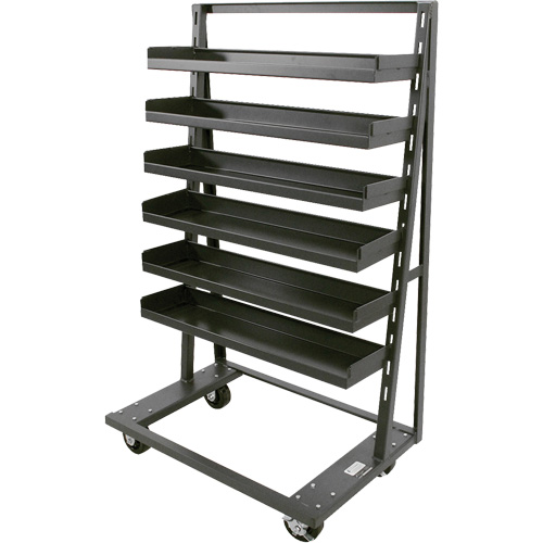 Single-Sided Heavy Duty A-Frame Cart with 6 Lipped Trays, 38" x 25" x 63", 2500 lbs. Capacity Helyx Safety & Industrial Supplies