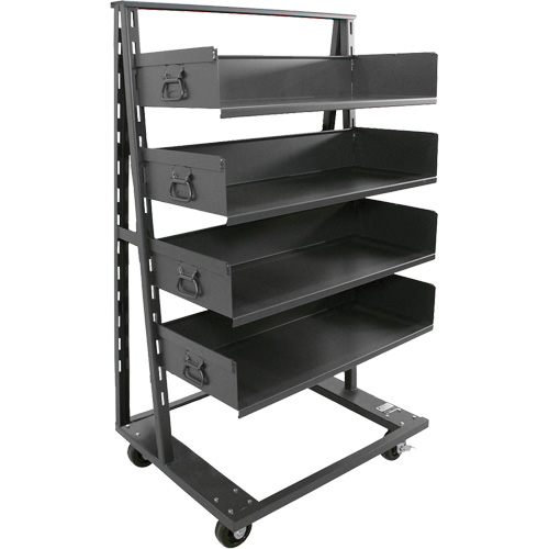 Single-Sided Heavy Duty A-Frame Cart with 4 Large Trays, 38" x 25" x 63", 2500 lbs. Capacity Helyx Safety & Industrial Supplies