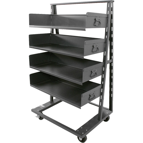Single-Sided Heavy Duty A-Frame Cart with 4 Large Trays, 38" x 25" x 63", 2500 lbs. Capacity Helyx Safety & Industrial Supplies