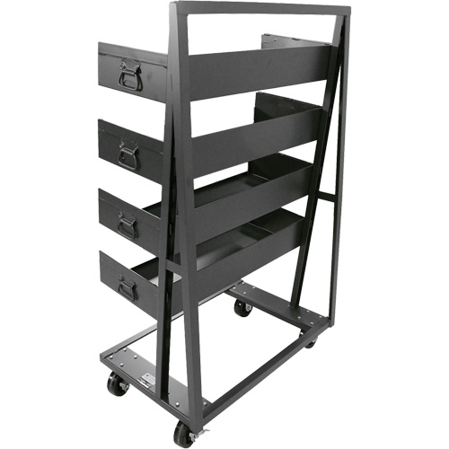 Single-Sided Heavy Duty A-Frame Cart with 4 Large Trays, 38" x 25" x 63", 2500 lbs. Capacity Helyx Safety & Industrial Supplies