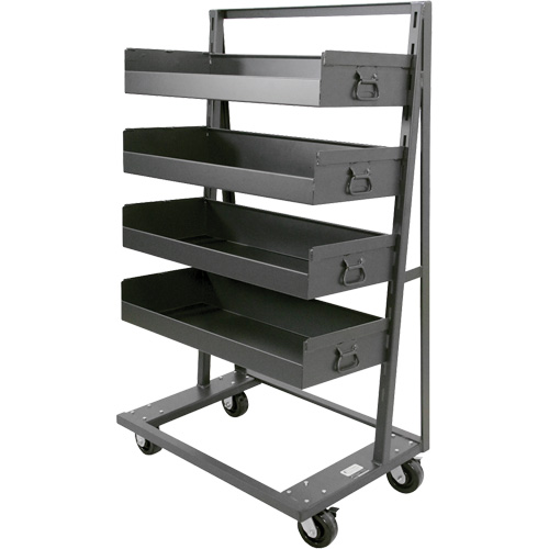 Single-Sided Heavy Duty A-Frame Cart with 4 Large Lipped Trays, 38" x 25" x 63", 2500 lbs. Capacity Helyx Safety & Industrial Supplies