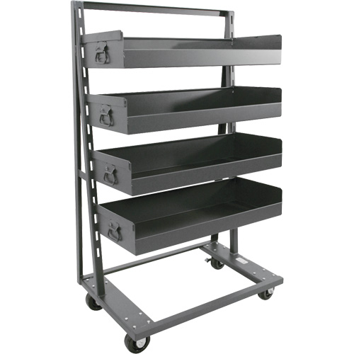 Single-Sided Heavy Duty A-Frame Cart with 4 Large Lipped Trays, 38" x 25" x 63", 2500 lbs. Capacity Helyx Safety & Industrial Supplies