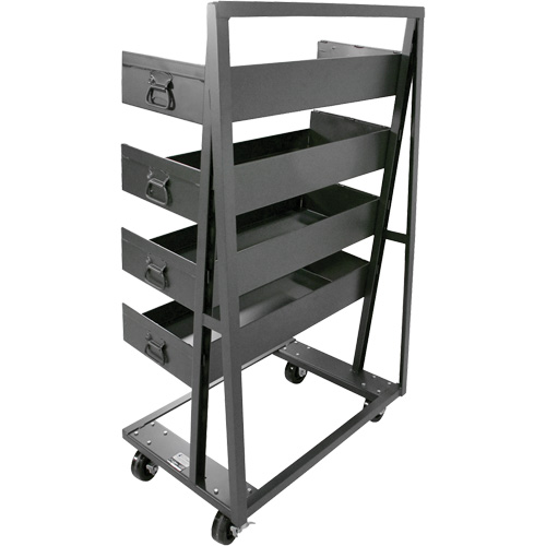 Single-Sided Heavy Duty A-Frame Cart with 4 Large Lipped Trays, 38" x 25" x 63", 2500 lbs. Capacity Helyx Safety & Industrial Supplies