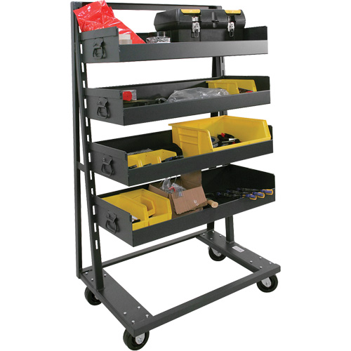 Single-Sided Heavy Duty A-Frame Cart with 4 Large Lipped Trays, 38" x 25" x 63", 2500 lbs. Capacity Helyx Safety & Industrial Supplies